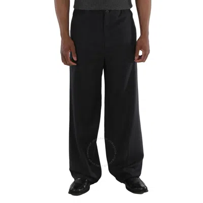 Balenciaga Men's Grey Wide-leg Wool Trousers In Black