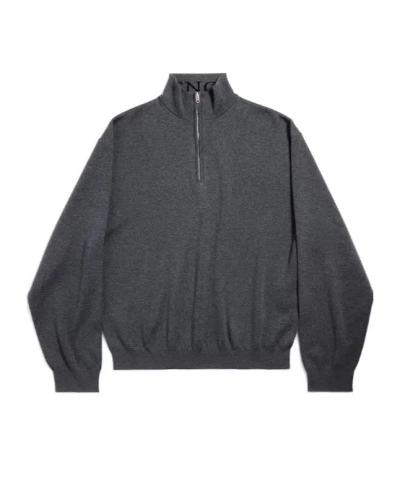 Balenciaga Men's Half-zip Sweater In Grey In Gray