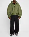 Balenciaga Men's Hooded Bomber Jacket In 2840 Khaki