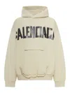 Balenciaga Beige Hoodie With Fixed Hood And Logo Lettering On Front And Rear In Cotton Man In Neutral