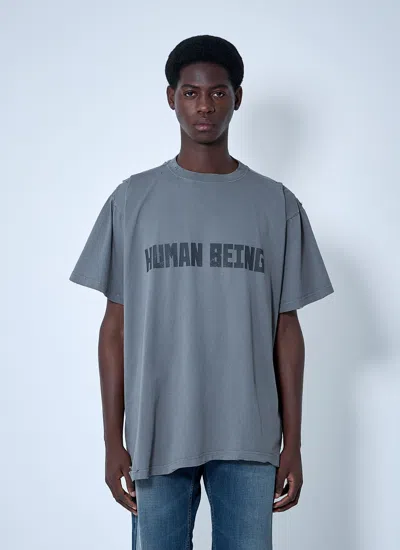 Balenciaga Men Human Being T-shirt In Gray