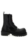 Balenciaga Black Leather Hummer Lace-up Ankle Boots In Black