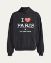 Balenciaga Large Fit Graphic Hoodie In Faded Washed Black