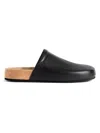 Balenciaga Men Leather Mules With Cork Insole In Black