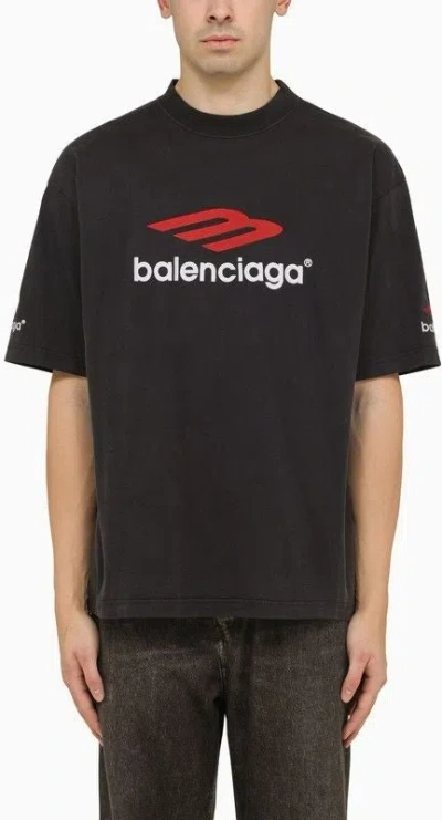 Balenciaga Men's Icon 3b Sport T-shirt Black | Size Small | 764235tpvd7