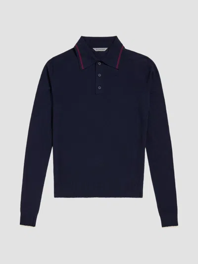 Balenciaga Wool Polo Shirt Collared Ribbed Cuffs Hem In Black