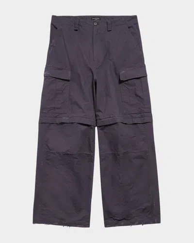 Balenciaga Men's Large Cargo Pants In 4100 Dark Navy