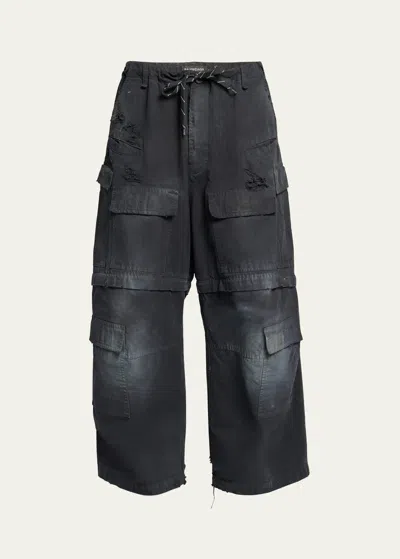 Balenciaga Men's Large Cargo Pants In Noir