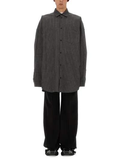 Balenciaga Men Large Fit Outerwear Shirt In Multicolour