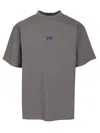Balenciaga Men Grey Crewneck T-shirt With Logo Embroidery On The Front In Cotton Man In Gray