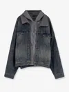 Balenciaga Men Layered Cotton Denim Jacket In Blue