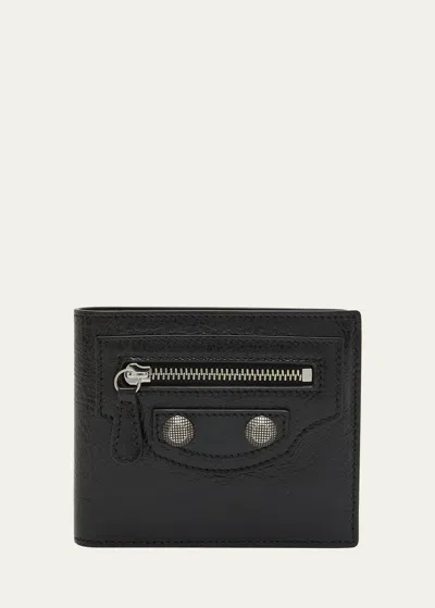 Balenciaga Men's Le Cagole Leather Bifold Wallet In Black