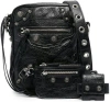Balenciaga Le Cagole Embellished Textured-leather Messenger Bag In Black