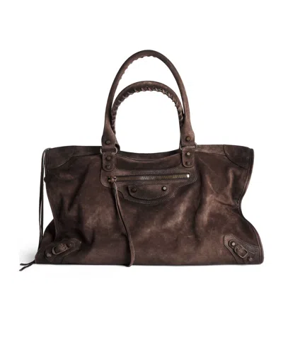 Balenciaga Leather Clutch Bag In Brown