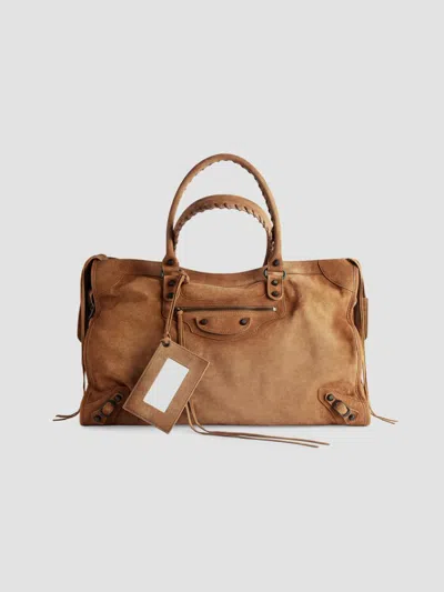 Balenciaga Le City Bag Large In Camel In Black