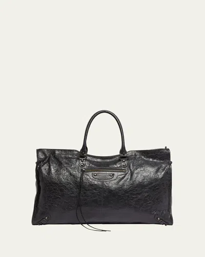 Balenciaga Men's Le City Leather Travel Duffel Bag In Black