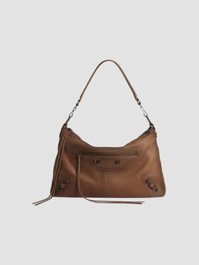 Balenciaga Men's Le City Moto Bag In Brown