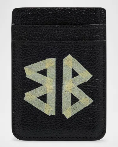 Balenciaga Men's Leather Bb Logo Cash Magnet Card Holder In 1000 Black/l Paper