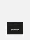 Balenciaga Logo Print Leather Cardholder In Black