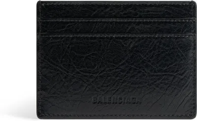 Balenciaga Men's Leather Credit Card Case In Black