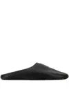 Balenciaga Leather Slides With Vintage Effect In Black