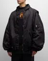 Balenciaga Men's Light Hooded Bomber Jacket In 1000 Black