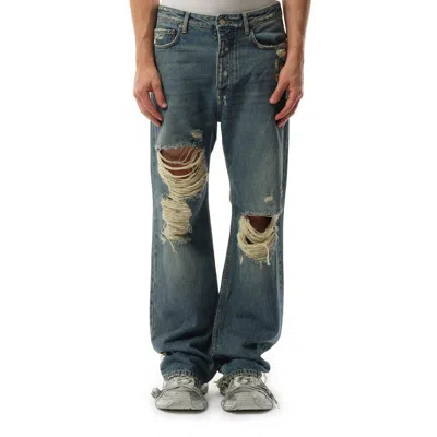 Balenciaga Distressed Straight-leg Jeans In Blue
