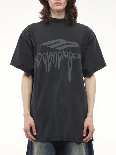 BALENCIAGA MEN'S LIQUIFIED 3B OVERSIZED T-SHIRT