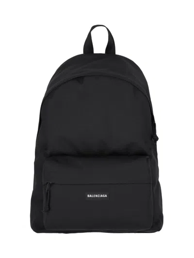 Balenciaga Men Logo Backpack In Black