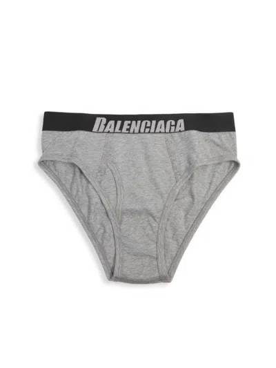 Balenciaga Men's Logo Band Briefs In Gray