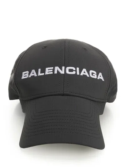 Balenciaga Logo Baseball Cap In Black