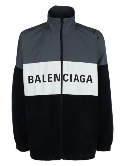 BALENCIAGA MEN'S LOGO COLORBLOCK BLOUSON JACKET