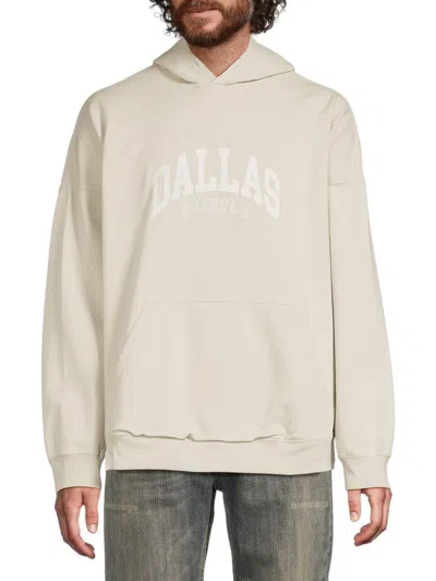 Balenciaga Men's Logo Drop Shoulder Hoodie In White