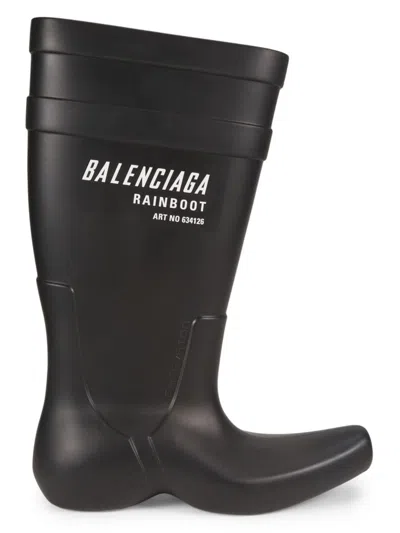 Balenciaga Men's Logo Excavator Rain Boots In Black