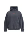 Balenciaga Men Logo Hooded Sweatshirt In Gray