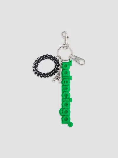 Balenciaga Men's Logo Keychain Charm In Green