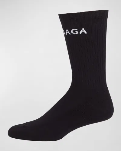Balenciaga Men's Logo-knit Tennis Socks In 1077 Black/white