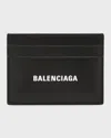 BALENCIAGA MEN'S LOGO LEATHER CARD CASE