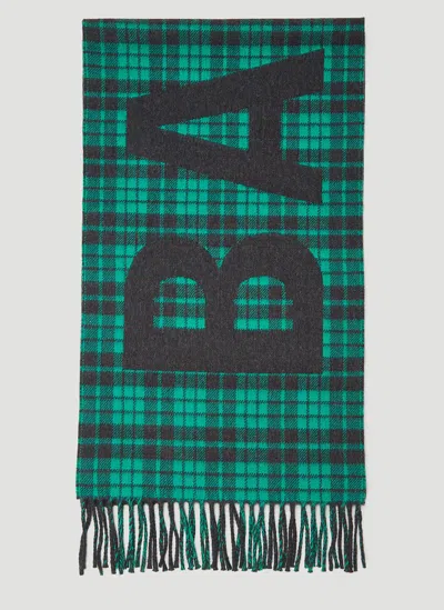 Balenciaga Men Logo Motif Tartan Scarf