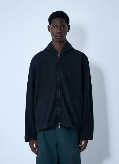 Balenciaga Men Logo Motif Zip-up Jacket In Black