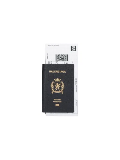 Balenciaga Men Logo Passport Holder In Black