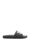 Balenciaga Black Sandals With Maxi Contrasting Logo In Tech Fabric Man