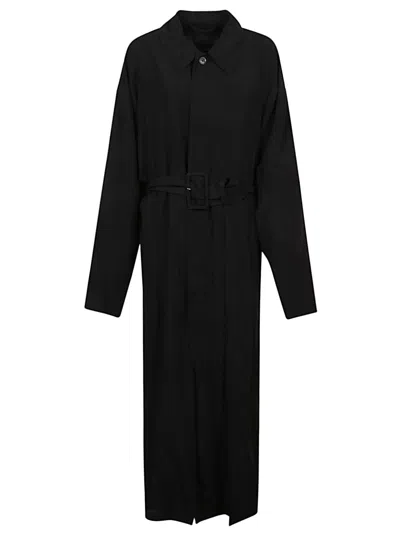 Balenciaga Men Long Coat In Black