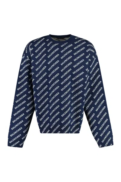 BALENCIAGA MEN'S LONG SLEEVE CREW-NECK SWEATER