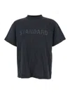 Balenciaga Black Crewneck T-shirt With Logo Print On The Front In Cotton Man In Gray