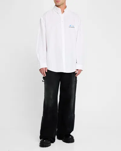 Balenciaga Men's Loop Sports Icon Sport Shirt In 9000 White