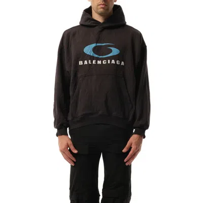 Balenciaga Men Hoodie Loop Sports Icon Medium Fit In Black