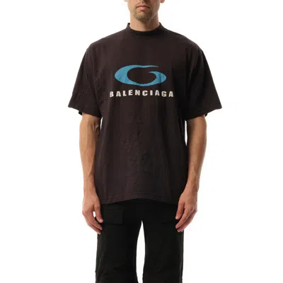 Balenciaga Men's Loop Sports Medium Fit T-shirt In Washed Black/blue