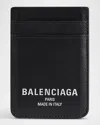 Balenciaga Men's Magnetic Leather Logo Card Holder