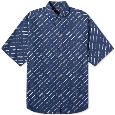 Balenciaga Men's Marine Cotton Shirt For Fw23 Collection In Blue
